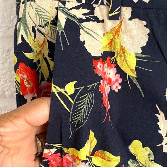 Zara Black Floral Wide Leg Pants Trousers Medium Boho Poplin Vibrant Statement - Picture 6 of 13